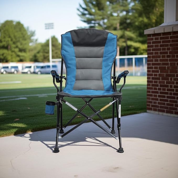 Caravan Sports High Back Deluxe Padded Folding Chair with Extra Wide Backrest Padded Seat Armrests &amp Cup Holder Portable Outdoor Camping Chair with Carry Bag for Sports Tailgating &amp Travel