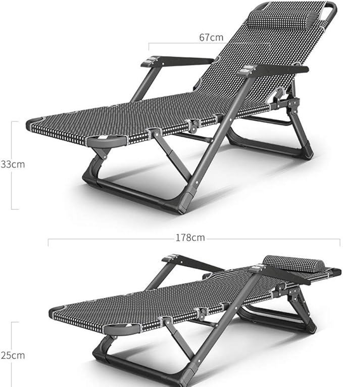 Deck Chair Lounge ChairFolding Chair Lunch Break Lazy Couch Balcony Leisure Home Back Summer Portable 178x52x33cm Pink