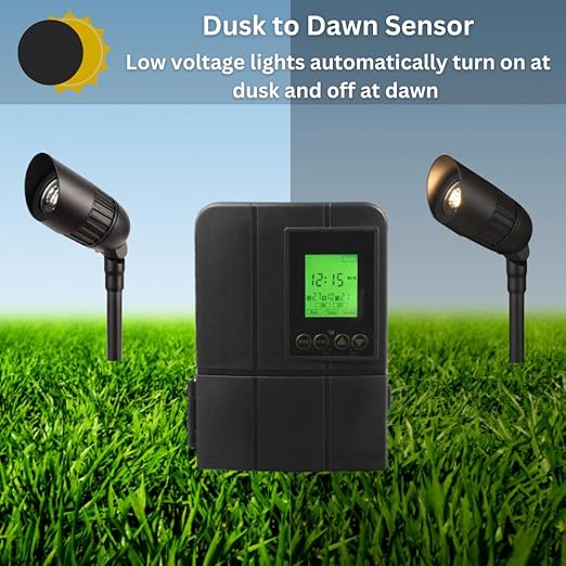 Moonrays 50W Low Voltage Landscape Transformer with Astronomical Timer Dusk/Dawn Weather Resistant Outdoor LED Power Lighting Transformers for Bright Pathway Garden Driveway Lights CETL Approved