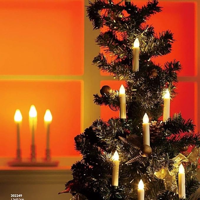EuroFone Christmas Tree Candles 30pcs LED Flameless Flickering Battery Taper Candles with Removable Clipsfor Home Party Indoor Outdoor Xmas Trees Deco