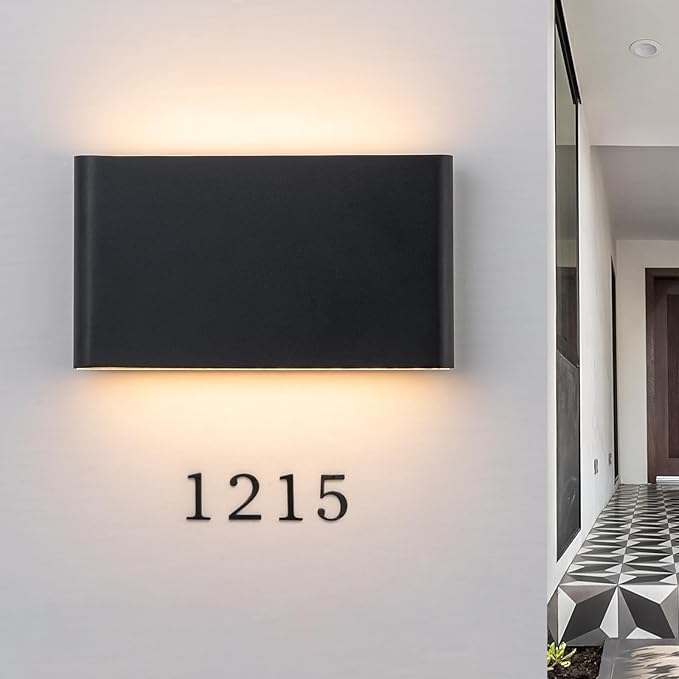 Modern Outdoor Wall Sconce Black LED Outdoor Wall Light Fixtures 5.5 Up and Down Exterior Lighting Fixtures for House Porch Front Door Garage Yard Patio