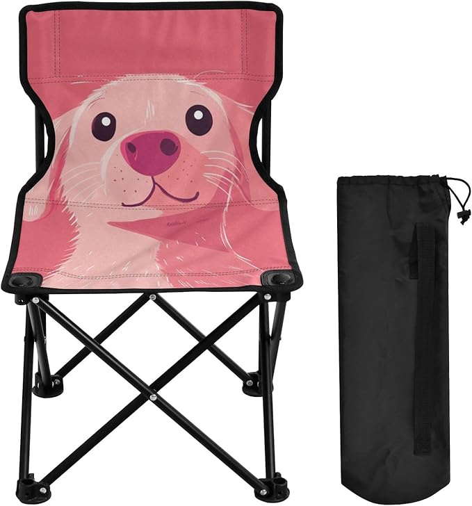 Cartoon Cute Peach Dog Foldable Backpack Beach Chairs for Adults Ultralight Youth Camping Chair Carry Bag Included Hiking Chair for Hiking Lawn