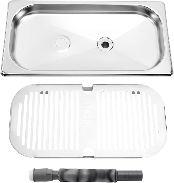 Stainless Steel Drip Tray Flush Mount Beer Drip Tray with Drain For Home Kitchen Hotel Cafe Restaurant Beverage Shops (12.7x6.9 inch silver)