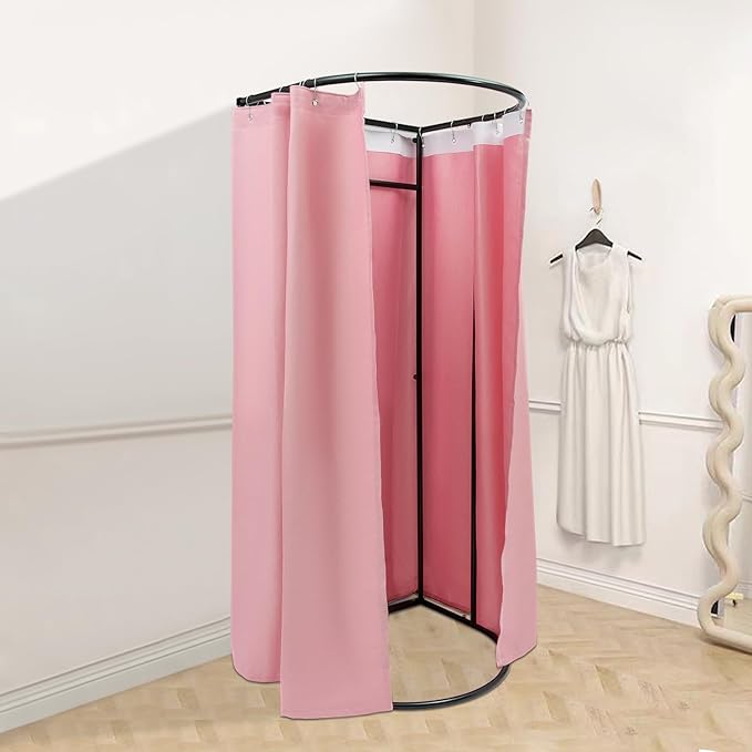 Portable Fitting Room Changing Booth 78.7 High Privacy Pop-Up Tent with Curtain 66lbs Capacity for Retail Events Beach Camping Photography Studio (Pink)