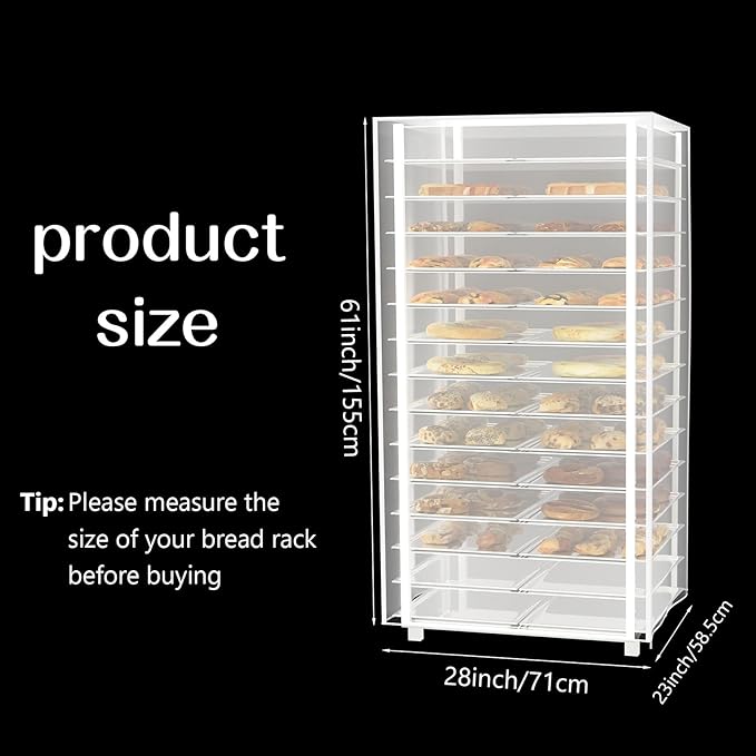 Bun Pan Rack Cover Waterproof and Dustproof Bread Rack Cover Clear Bakers Rack Covers for Home Kitchen Restaurant Bakery 28 L x 23 W x 61 H