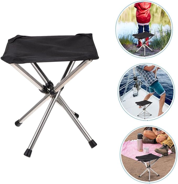 Happyyami Ultralight Portable Camping Chair Telescopic Folding Stool for Outdoor Activities