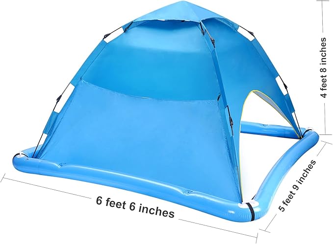Sun Shade Sails for Swimming Pool2 Person Automatic Pop Up Pool Spa Sun ShelterUPF 50+ UV Protection and Waterproof Floating Shade Tent for Pool and Lake with Carry Bag (Blue New)