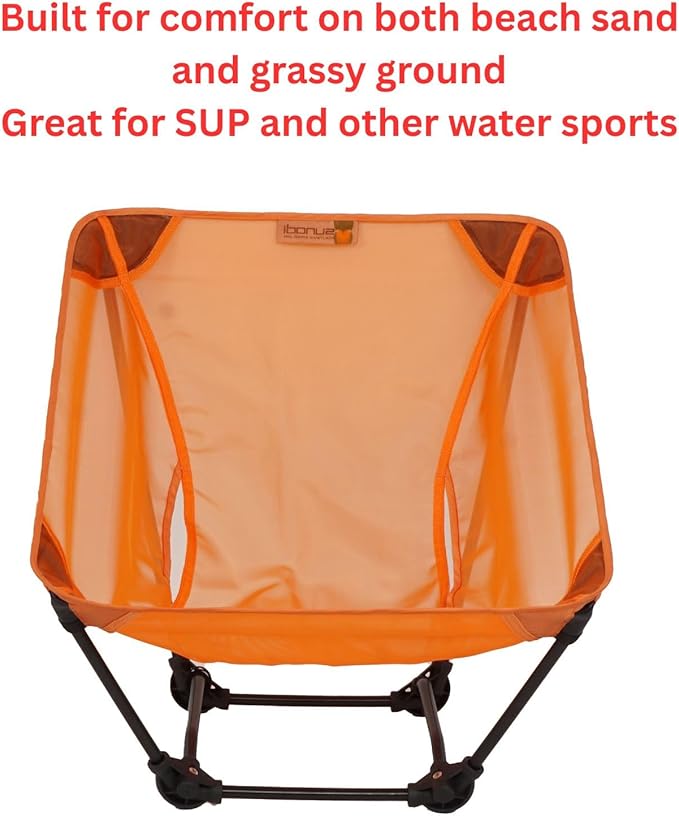 Ultralight Backpacking Chair Aluminium Alloy Legless Ground Chair Foldable Camping Chair for Adult Hiking Camping Picnic Fishing RV Balcony Paddleboard Beach Indoor (Orange)