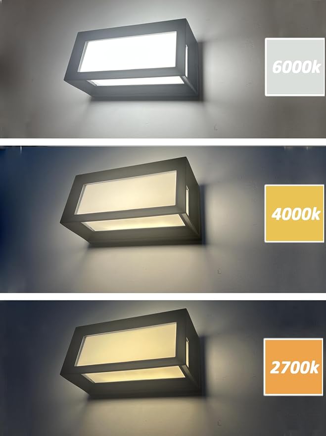 Outdoor Wall Sconce Lights Square LED Porch Lights Outdoor 18W 3000K 4000K 5000K 3 Color ChangeableExterior Outside Wall Lights for House DoorwayCarriage