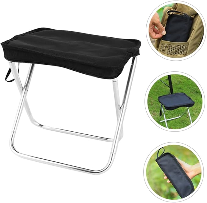 Folding Stool for Camping Portable Outdoor Bench Padded Seat Light Weight and Compact for Traveling