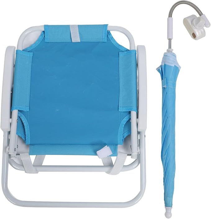 Low Beach Chair with Sun Umbrella Folding Camping Chair with Canopy Shade for Kids Adults Portable Children Camping Chairs Lawn Chair with Umbrella for Picnics Vacations