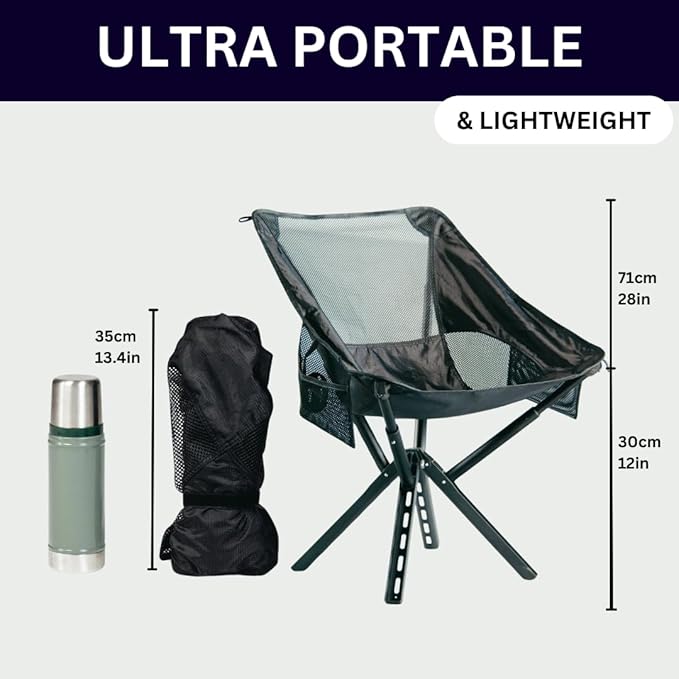 Campster2 Folding Camping Chair – Portable High Chair | 265 Lbs Capacity | Camping Essentials for Beach Hiking &amp Car Camping | Compact Outdoor Chair with Carry Bag | Comfortable &amp Durable (Bl