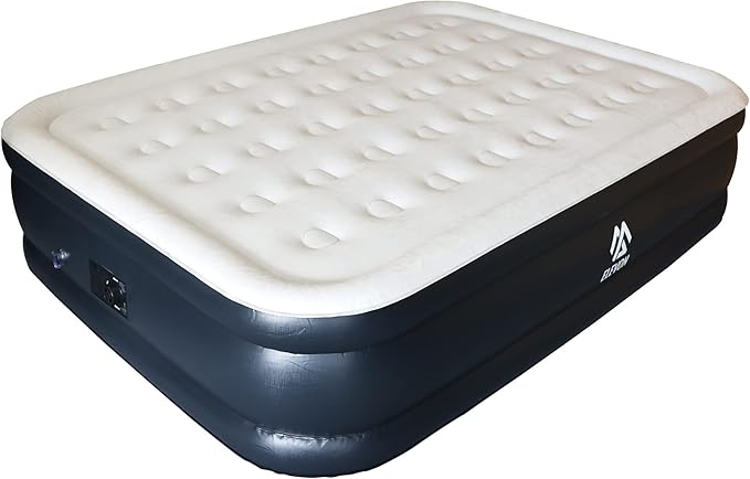 Elevon Air Mattress with Built in Pump - Luxury Double High Inflatable Bed for Home Travel &amp Camping Queen 20 Vavy/White