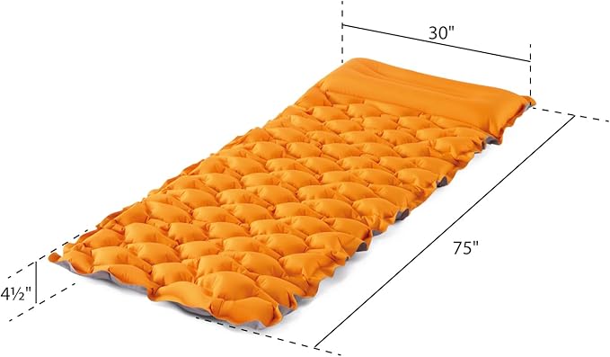 Intex 64098EP TruAire Inflatable Camping Pad: Durable Outdoor Use - Ultra-Lightweight and Compact - Cushioned Surface - Built-in Pillow - 28 x 75