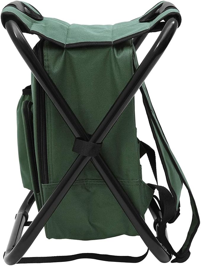 Backpack Chair for Adults Portable Camping Hunting Fishing Backpack and Seat Combo Foldable Chair Bag with Cooler Bag Waterproof Fishing Stool Collapsible Chair Storage Bag with Portable Belt