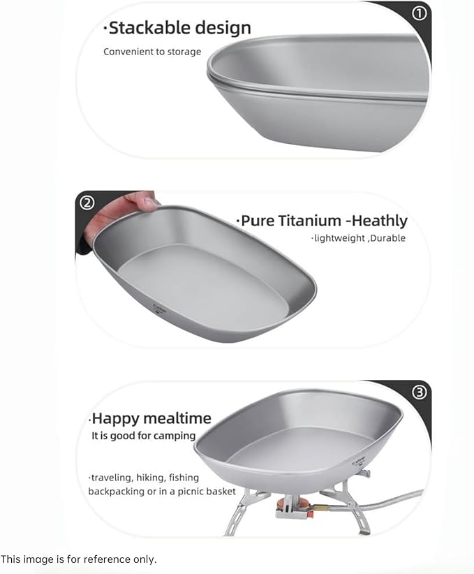 Titanium Plate Camping Picnic Tableware 32.1fl oz Cooking Utensils Extremely Light Dishes Bowl 106g (Ice Flowers)