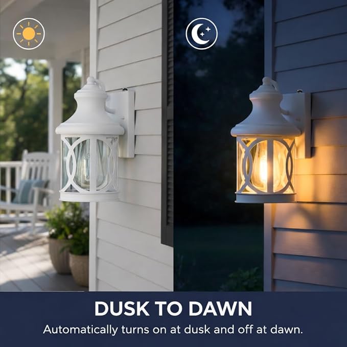 Outdoor Wall Lights with Dusk to Dawn Exterior Wall Lanterns Lighting Fixtures Porch Sconces Bronze Wall Mount Outdoor Lights with Photocell for Patio Yard Front Porch Garage 2-Pack