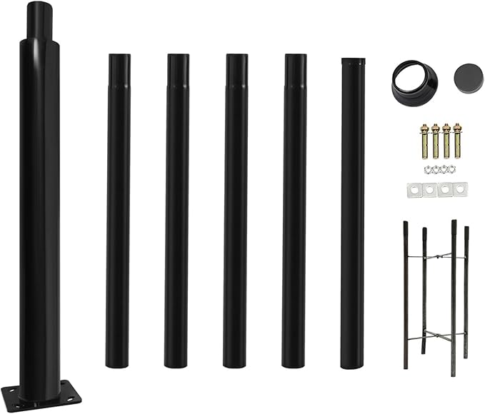 20FT Tall Street Light Pole Heavy Duty Split Street Lamp Post for Outdoor Street Courtyard Parking Lot Adjustable Height Lighting Post Fixtures with Mounting Ground Cage (20FT 114+76mm)