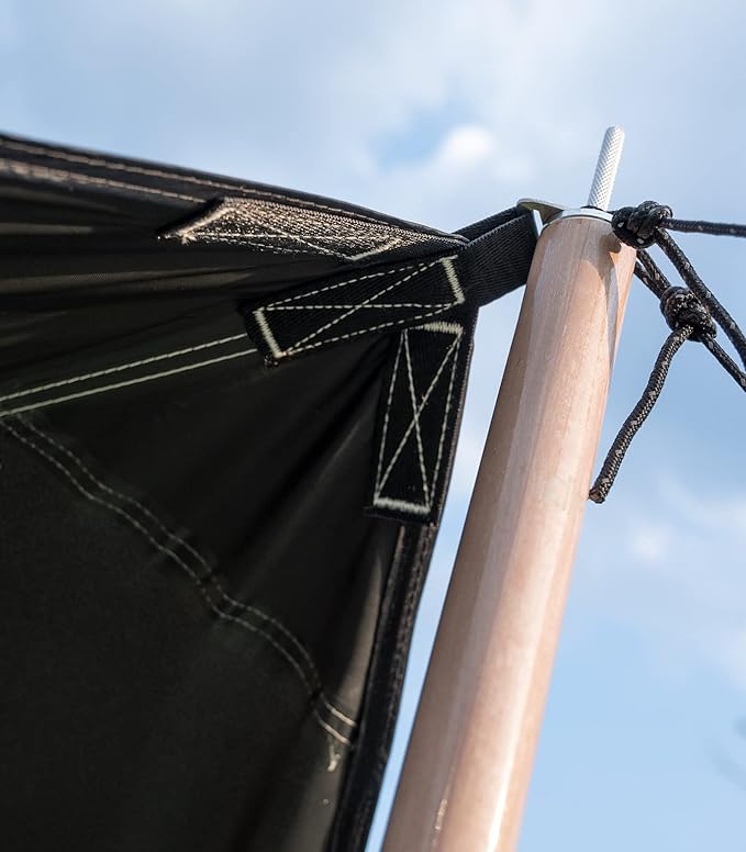iClimb Strong Elegant Alu. Tarp Poles Set of 2 Height Adjustable with Lantern Hook and Carry Bag Nature Color