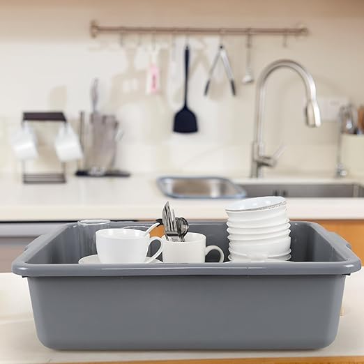 23 L 4 Packs Plastic Bus Tubs Commercial Bus Boxes Tote Gray