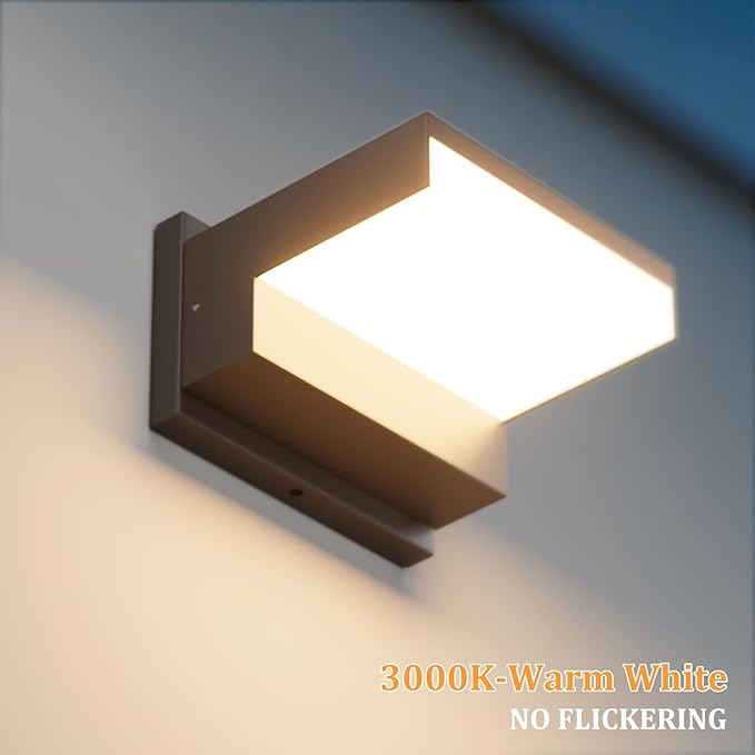Outdoor Wall Lights 3000K Porch &amp Patio Light Aluminum Hardwired Modern Exterior Wall Sconces IP65 Waterproof for House(Black2 Pack)