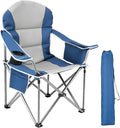 NEWBULIG Oversized Folding Camp Chair for Adults 500 LBS Heavy Duty Support Portable Outdoor Collapsible Chairs with Cup Holders Side Cooler &amp Pockets for Lawn Beach Fishing Hiking Blue