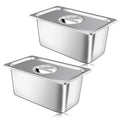 2 Pack Hotel Pan With Lids Steam Table Pans 1/3 Size x 6 Inch Deep Commercial Stainless Steel Pan Restaurant Steam Table Pans