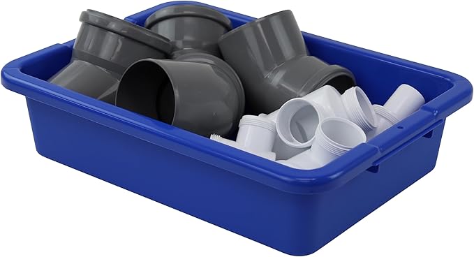 QUANTUM STORAGE SYSTEMS FSB-20155RBL Ribbed Bottom Bussing Tubs Heavy Duty Part Organizer Blue Bins 20 L x 15 W x 5 H 12 Pack