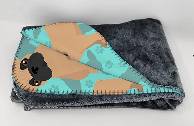 Caroline's Treasures MLM1050TBLT Fawn French Bulldog Soft Travel Blanket with Bag Airplane Blanket Indoor Outdoor Camping Blanket for Traveling Picnics Beach Trips Concerts