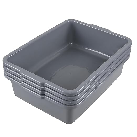 4 Packs 23 L Restaurant Plastic Bus Tubs Commercial Bus Box Bins Gray