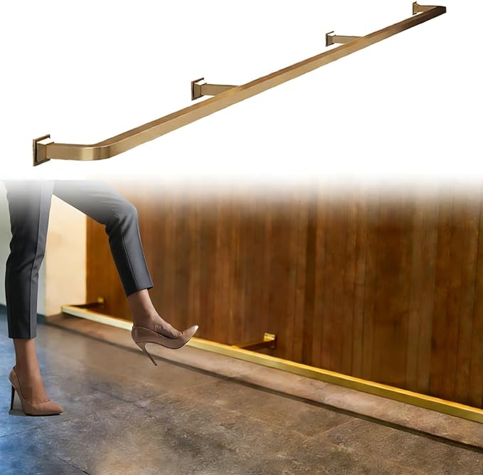 Square Pipe Foot Rest for Bar Counter Wall Mount Footrest Rail with Brackets &amp Installation Kit Basement Pub Kick Bar Customizable