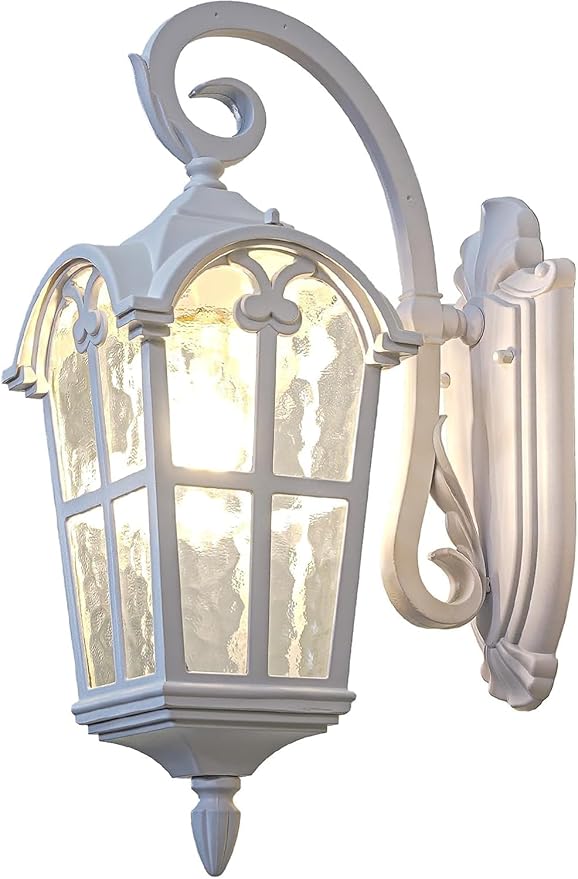 Outdoor Wall Lights for Porch Patio Yard - 17.1'' H White Exterior Wall Lighting Fixtures Waterproof &amp Anti-Rust Outside House Light Wall Mount Lantern Sconce
