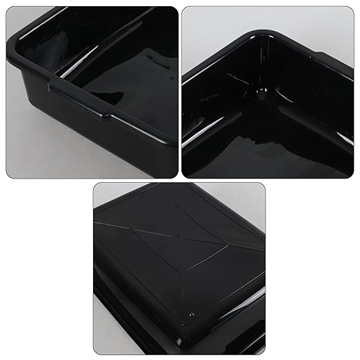 4-Pack 13 L Plastic Bus Tubs Commercial Bus Tote Bin for Restaurant Black