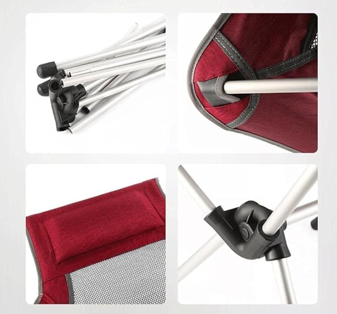 Portable Folding Outdoor Camp Chair with Backrest Lightweight Moon Chair for Fishing Camping and Hiking Aviation Aluminum Alloy