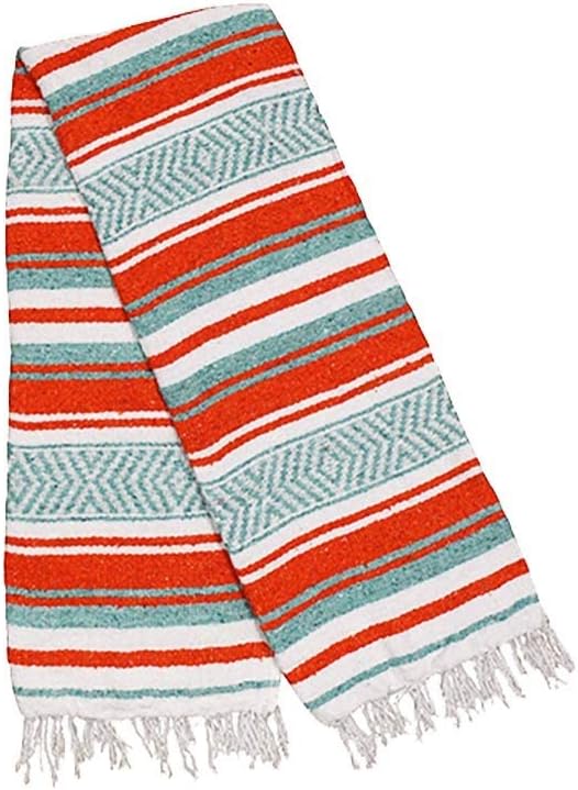 $averPak BodyForge Authentic Mexican Falsa Yoga Blanket (Orange/Teal/White)
