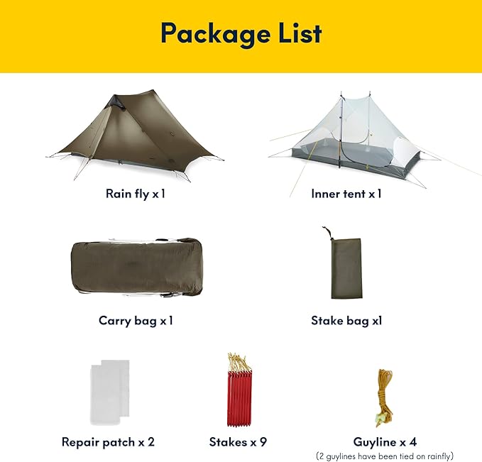 LANSHAN Ultralight Tent 3-Season Backpacking Tent for 1-Person or 2-Person Camping Trekking Kayaking Climbing Hiking