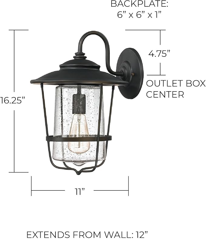 Capital Lighting 9602OB Creekside Seeded Glass Outdoor Wall Sconce 1-Light 100 Watt 16 H x 11 W Old Bronze