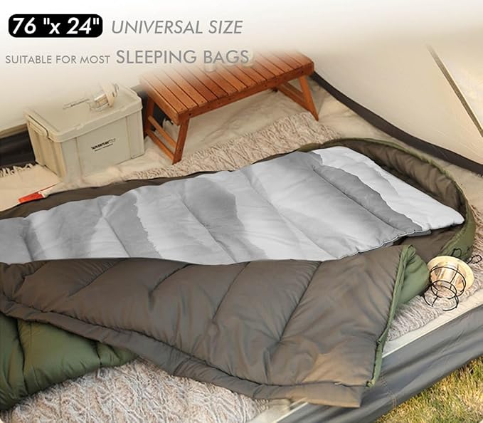 Heated Sleeping Bag pad Operated by 5V/2A USB Power Supply 3 Adjustable Temperature Levels Heated Sleeping Bag Liner for Cold Weather Backpacking or Hiking (Mountains 76 x 24)