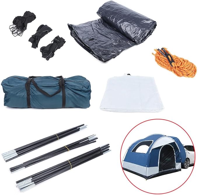 SUV Tent for Camping New Universal 4 Person Camping Tents Canopy Car Shelter Tent Double Layered Design Waterproof PU2000-3000mm Includes Rainfly and Storage Bag for Outdoor Travel