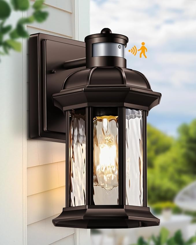 VIANIS Motion Sensor Outdoor Garage Lighting Fixtures Farmhouse Oil Rubbed Bronze Exterior Wall Light Wall Mount for House Anti-Rust Waterproof Outdoor Sconce Lights for Front Porch Patio
