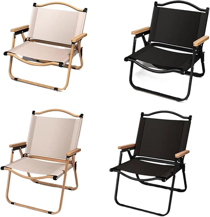 2pcs/1pcs Portable Camping Chair Outdoor Folding Alloy Wood Grain EquipmentCompatible for Comite(1PCS Khaki 78CM)