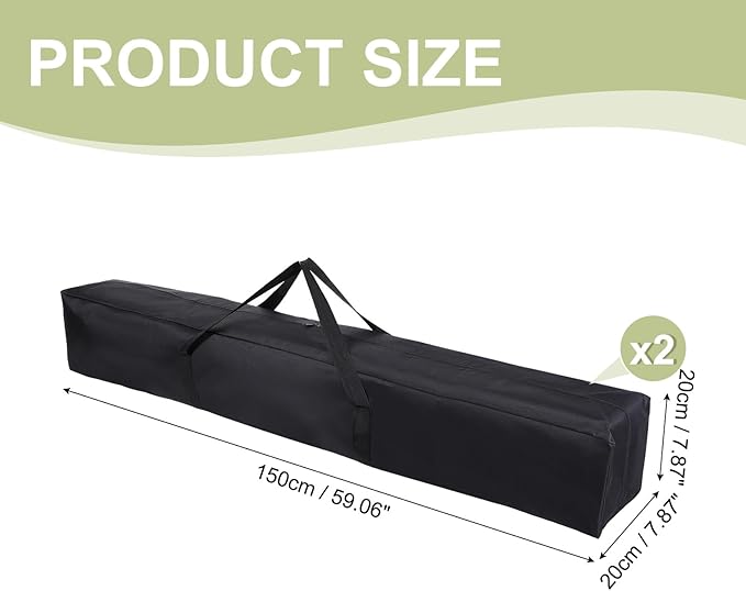 Camp Chair Replacement Bag Camping Folding Chair Storage Bag Large Zippered with Handle Strap 59 x 8 x 8 Inch Fit for Outdoor Travel Tent Storage (2 Pack Black)