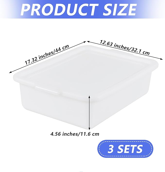 3-Pack 13 L Plastic Commercial Bus Tub with Lid Restaurant Dish Tub White