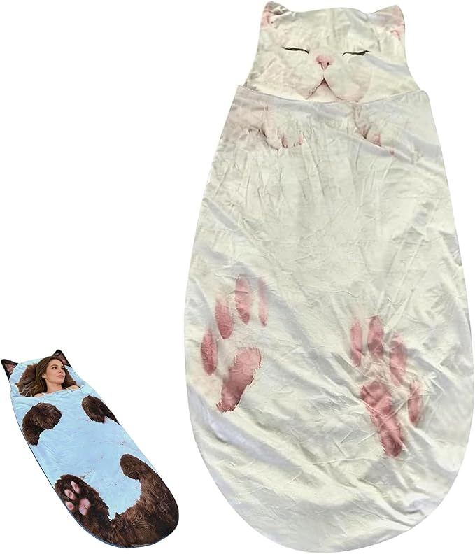 Cats Envelope Sleeping Bag Fluffy Cat Sleeping Bag for Adults Adorable Washable Envelopes Bedding for Camping Lounging