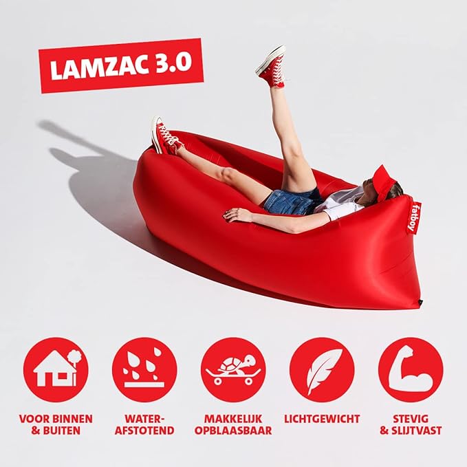 Fatboy Lamzac The Original Version 3.0 Inflatable Lounger with Carry Bag Red