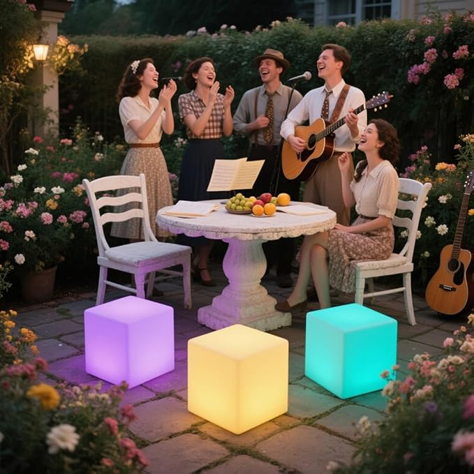 8-in Solar Cube Light Outdoor Waterproof 16 Colors Illuminate Cube Floor Lamp Dimmable Glowing LED Tesseract Cosmic w/Ground Stake &amp Remote Dynamic Effect for Garden Yard Patio Mood Ambient Ligh