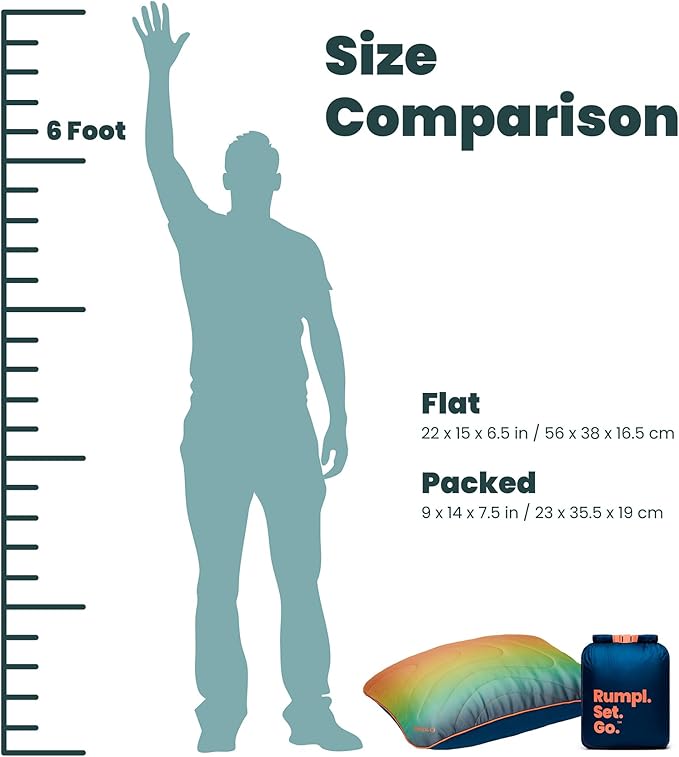Rumpl The Adjustable Camp Pillow - Full Size Packable Outdoor and Travel Pillow Two-Sided Temperature Control 22 x 15 Baja Fade