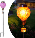 Solar Garden Lights Outdoor with Hot Air Balloon Stake Garden Lights Solar Waterproof Flickering Lantern Lawn Pathway Patio Decor(Purple)