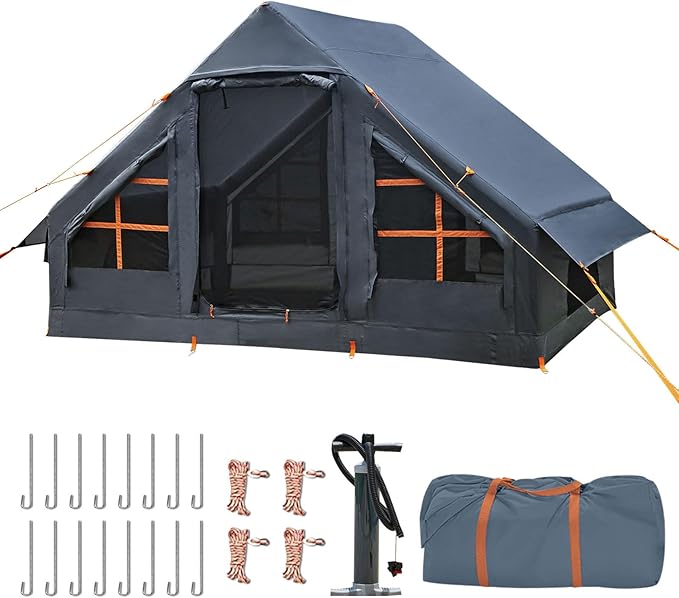 Inflatable Tents for CampingEasy Blow Up Tent with Hand Pump4 Seasons Waterproof Air Inflatable Camping Tent House for Family Weekend Camping