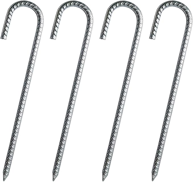 Camping Gear 4 Pcs Heavy Duty Tent Peg Galvanized Steel J Hooks Nails Thick Garden Stake Peg Garden Stakes High Strength Nails